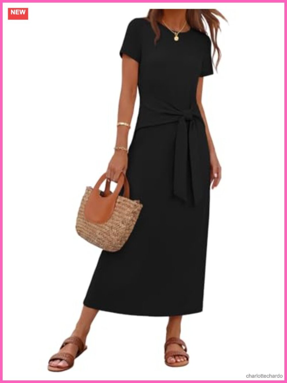 Women's Summer T Shirt Wrap Maxi Dress Tie Waist Short Sleeve Casual Work